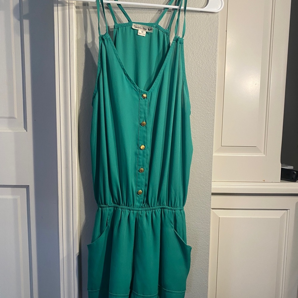 Double Zero size medium green romper with pockets